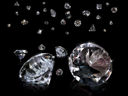 Dazzling diamond on black backgroundの写真素材