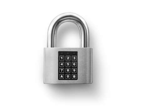 Code locked padlock on the white background. concept security