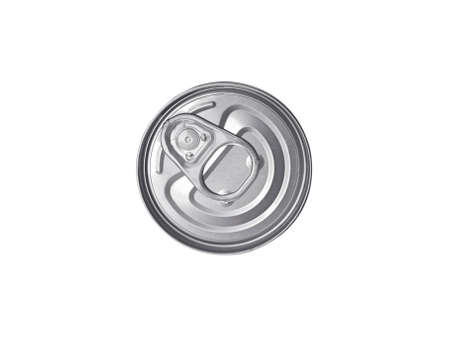 Top view Canned fish isolated on white background