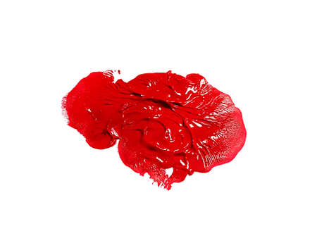 Red brush stroke isolated over white background