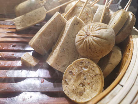 Vietnamese Pork Sausage for sale at Thai street food marketの写真素材