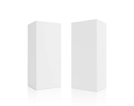 blank packaging white cardboard box isolated on white background ready for packaging design. 3d renderの写真素材