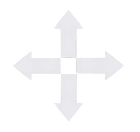 White arrow - 3d render isolated on a white backgroundの写真素材