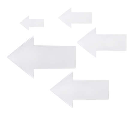White arrow - 3d render isolated on a white backgroundの写真素材