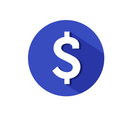 Flat dollar icon on white backgroundの写真素材