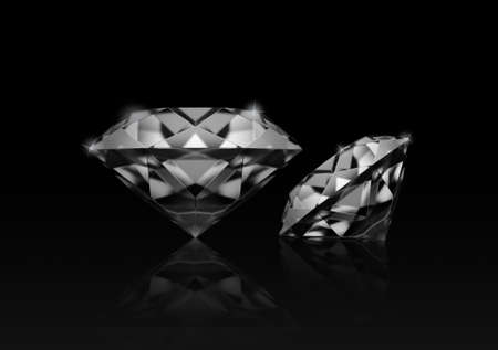 Luxury diamonds on black backgrounds. 3d renderの写真素材