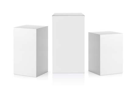 blank packaging white cardboard box isolated on white background ready for packaging designの写真素材