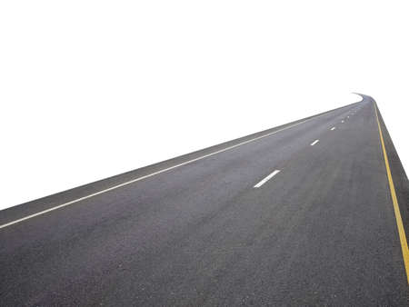 Empty asphalt road isolated on white backgroundの写真素材