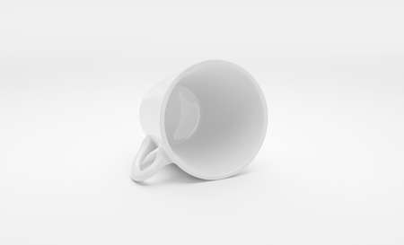 White cup of coffee on the white background. 3d render
