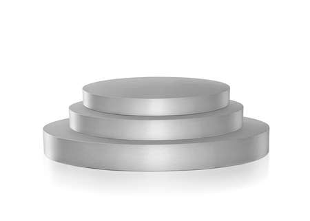 Empty round pedestal for display isolated on white. 3d renderの写真素材