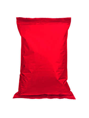 Red Packaging for food, chips, crackers, sweets, mockup for your design and advertising, an empty...