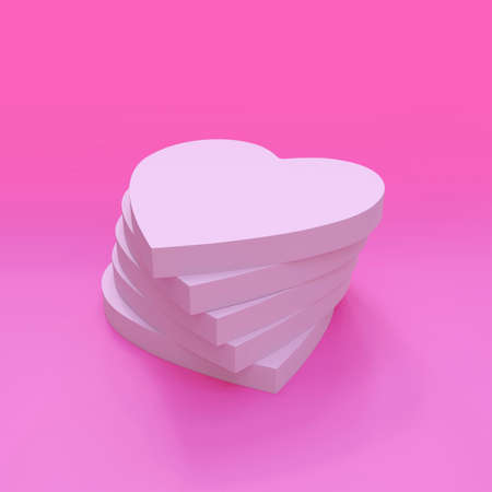 White heart shaped on a pink background. 3D renderの写真素材
