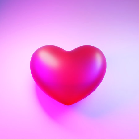 Big Pink Heart, Isolated On White Background, 3d renderの写真素材