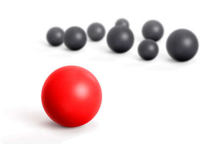 Concept with red and black marbles - Teamleader. 3d render