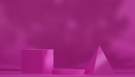 Bright purple stage podium 3d studio background Abstract 3D geometric object visualization. Business, technology and medical display and summer vacation productsの写真素材