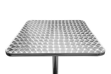 metal table isolated on white backgroundの写真素材
