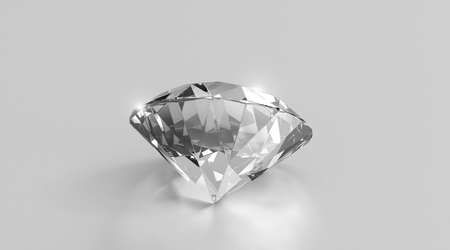 Shiny brilliant diamond placed on gray background. 3D renderの写真素材