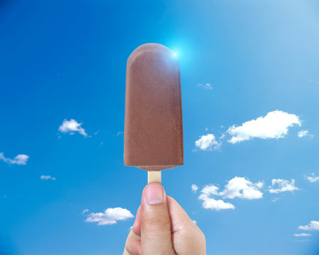 Ice cream rising to the hot summer skyの写真素材