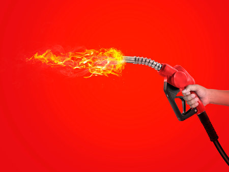 Burning flame fuel pump head.の写真素材