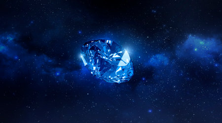sparkling diamonds floating in the Planet view from space. 3d renderの写真素材