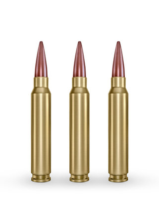 bullets on a white background. 3d render