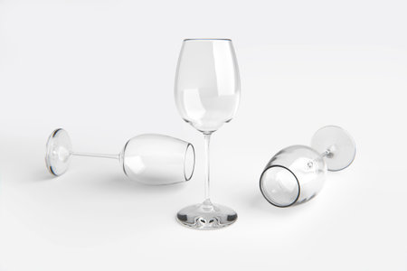 Empty wine glass on white background. 3d renderの写真素材