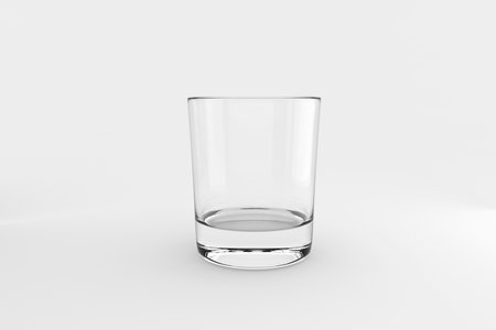 Empty and clean whiskey glass isolated on white background. 3d renderの写真素材