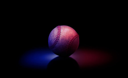 baseball ball. Blue neon Banner Art conceptの写真素材