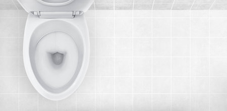 Top view of toilet bowl in the bathroomの写真素材