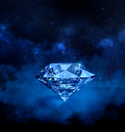 Dazzling diamond on stars background and smokeの写真素材