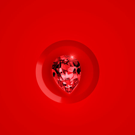Red diamond on red backgroundの写真素材