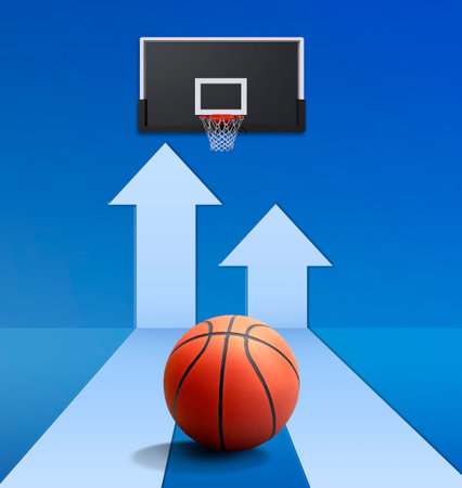 Basketball with Arrow symbolizes. basketball game conceptの写真素材