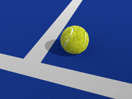 Paddle tennis ball on a blue paddle tennis court. Racket sportsの写真素材