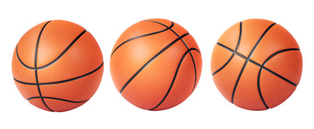 Orange basketball ball on white backgroundの写真素材