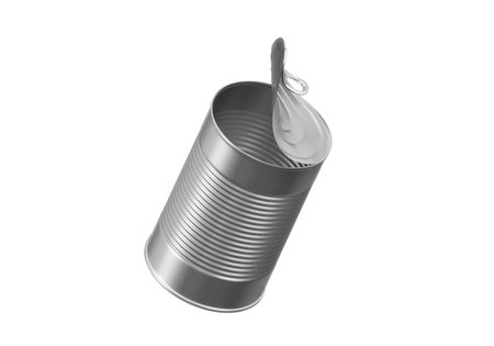 Open tin can isolated on white background
