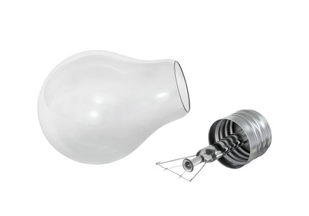 lighted bulb isolated on white background