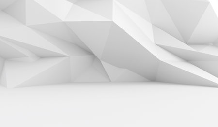 White Geometric Polygon Abstract Background. 3d Renderの写真素材