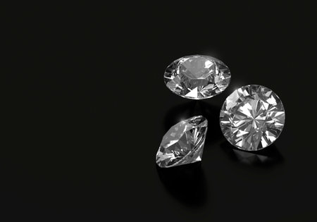 Dazzling diamond with reflection on black backgroundの写真素材