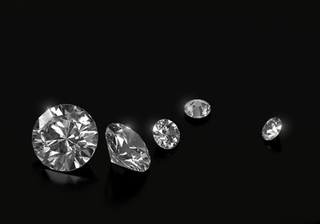 Dazzling diamond with reflection on black backgroundの写真素材