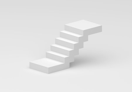 white stairs isolated on a white backgroundの写真素材