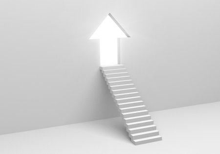 Light from open door arrow with stairs, business conceptの写真素材