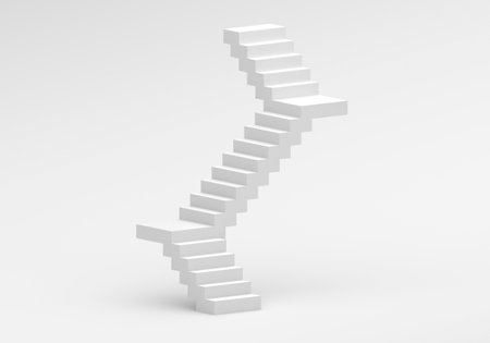 white stairs isolated on a white backgroundの写真素材