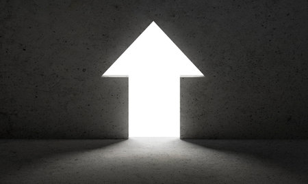 Light from arrow door. dark wall, business conceptの写真素材