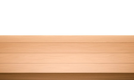 View of wood or wooden table top corner Isolated on white backgroundの写真素材