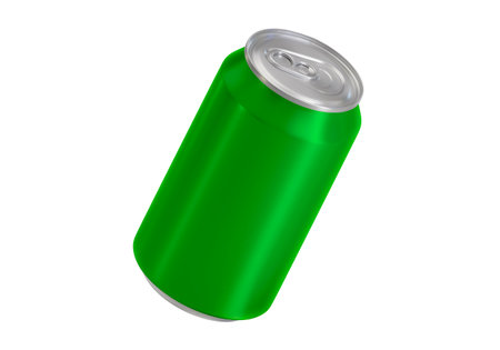 Green soda aluminum can on white backgroundの写真素材