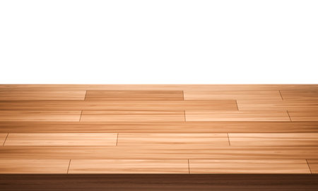 View of wood or wooden table top corner Isolated on white backgroundの写真素材
