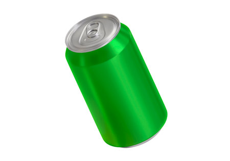 Green soda aluminum can on white backgroundの写真素材