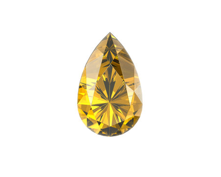 Yellow Diamond Gemstone with high quality on a white backgroundの写真素材
