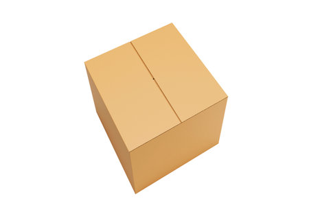 Brown Cardboard paper box isolated on white backgroundの写真素材