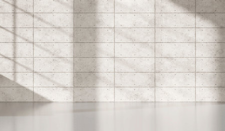 Empty dark abstract industrial cement wall studio room interior for display product on concrete wall background with soft shadows from the windowの写真素材